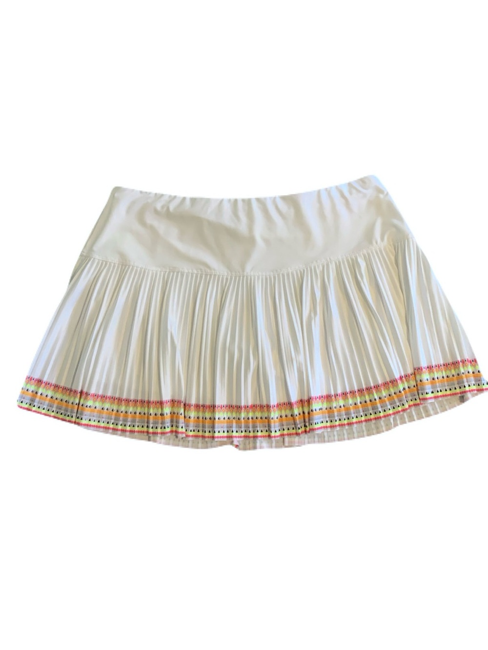 Lucky in Love Large White Pleated Skort Multicolor Trim Golf Pickleball Tennis
